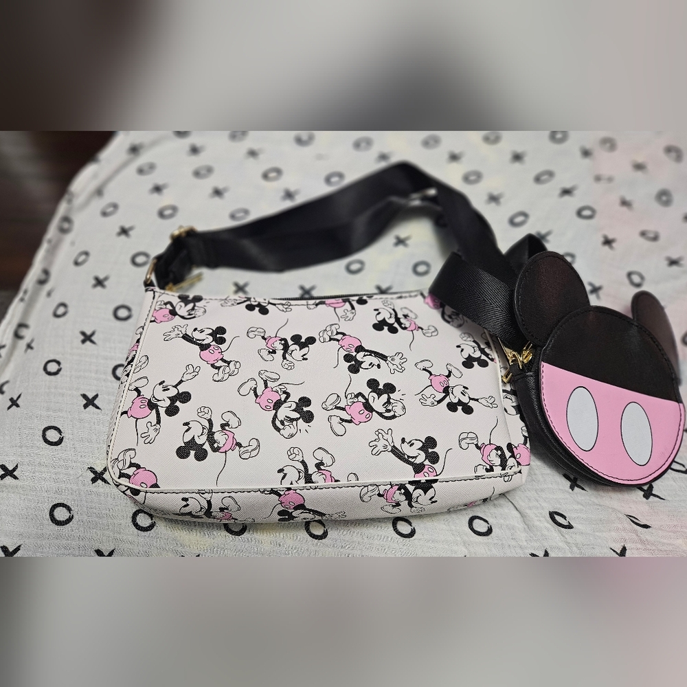 NWT mickey mouse adjustable strap purse and coin purse